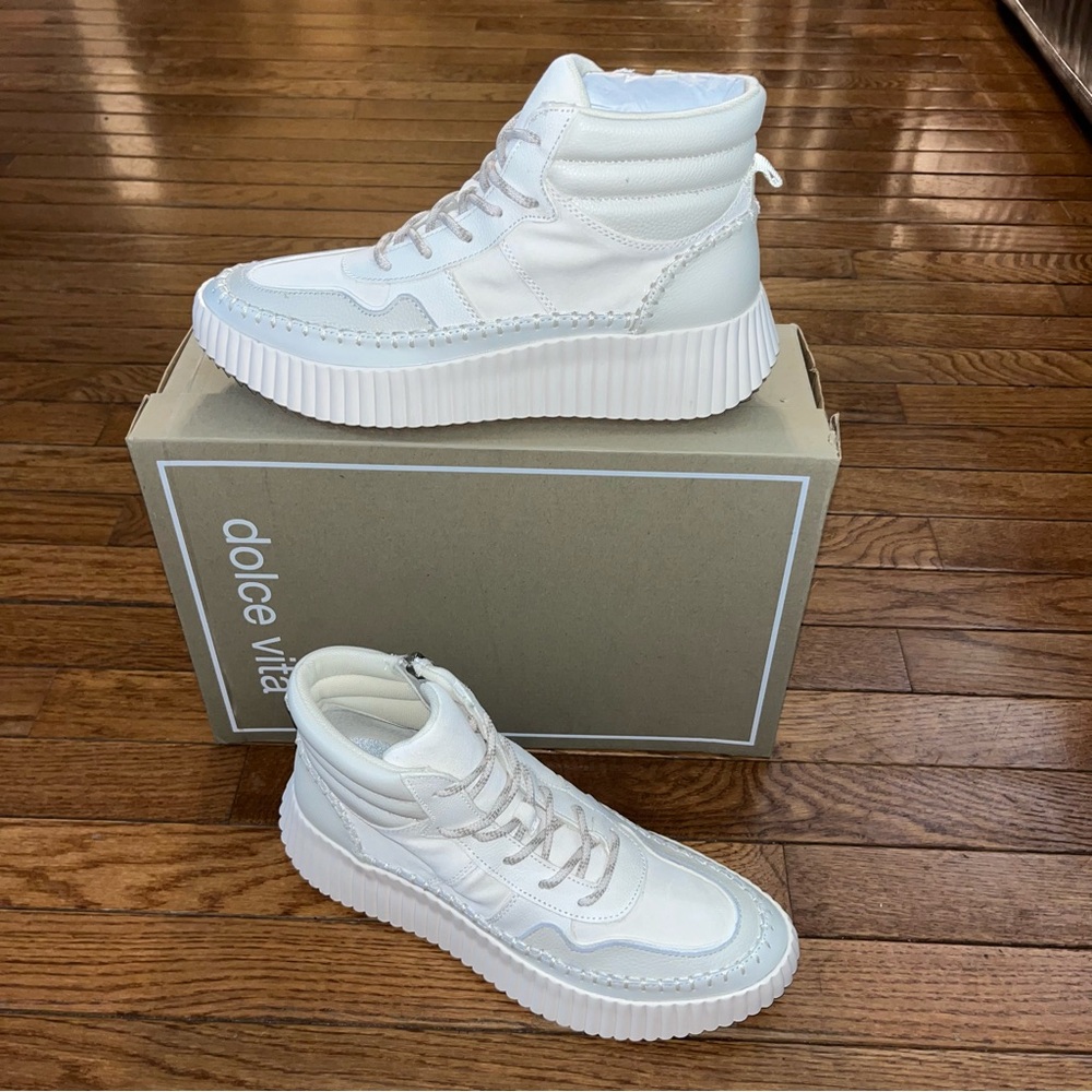 Dolce Vita Daley High Top Sneakers Off White Leather H2O Women’s Size 10